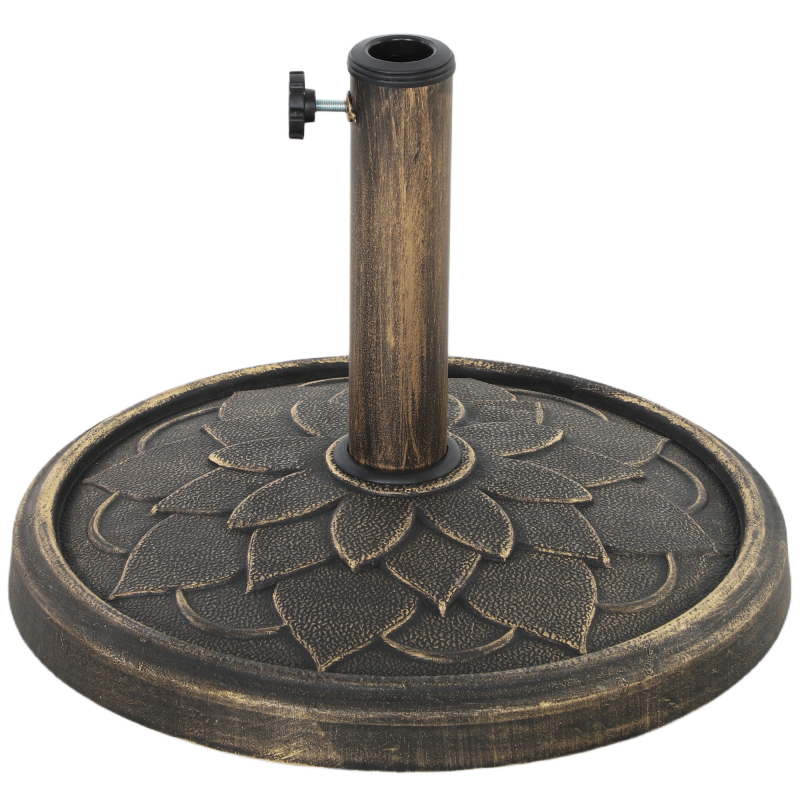 Outsunny Sonnenschirmständer rund 12 kg, Outdoor Sonnenschirmständer aus Kunstharz für Mast Ø 32,38 und 48 mm, Sonnenschirmständer für Garten Terrasse Patio, Ø 46 x 34 cm, bronze Aosom – Bild 1 von 2