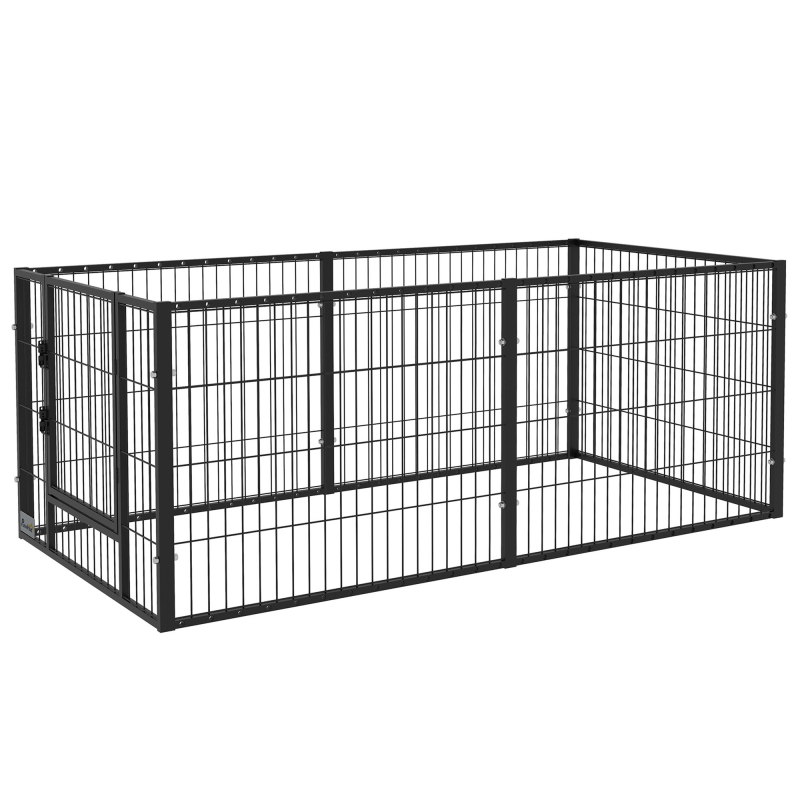 PawHut Tiergehege mit 6 Paneelen für Innen und Außen, Verstellbare Länge 82,5-150x79x61cm, Metall Aosom – Bild 1 von 2
