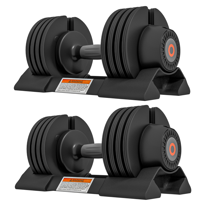 SPORTNOW Set 2 Verstellbare Hanteln mit Hantelablagen und rutschfester Griff, Hanteln aus Stahl und ABS, 33x16x16 cm, Schwarz Aosom – Bild 1 von 2