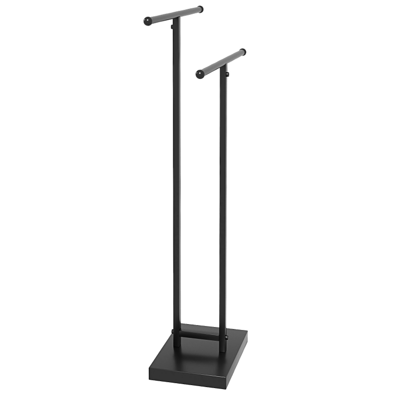 HOMCOM Handtuchständer auf Bodenständer Handtuchwärmer 2 Ebenen aus Metall Handtuchhalter für Badezimmer, Maße 50 B x 18,5 T x 85 H cm, Schwarz Aosom – Bild 1 von 2