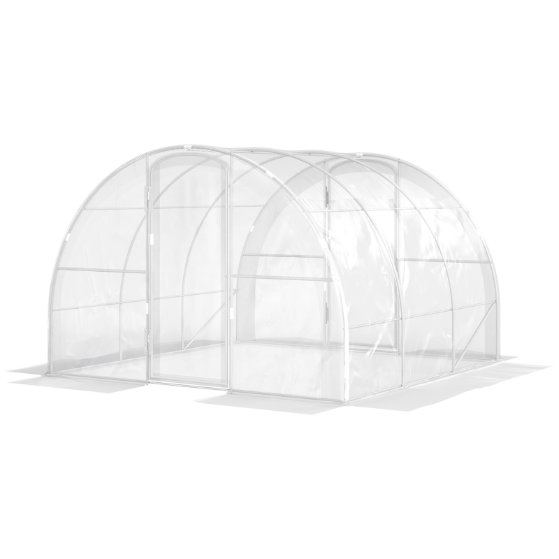 Outsunny Garten Tunnelgewächshaus 3 x 3 x 2 m 9 m² mit Tür mit Scharnieren und 150 g/m² PE-Folie für Gemüse Pflanzen Blumen Aosom – Bild 1 von 2