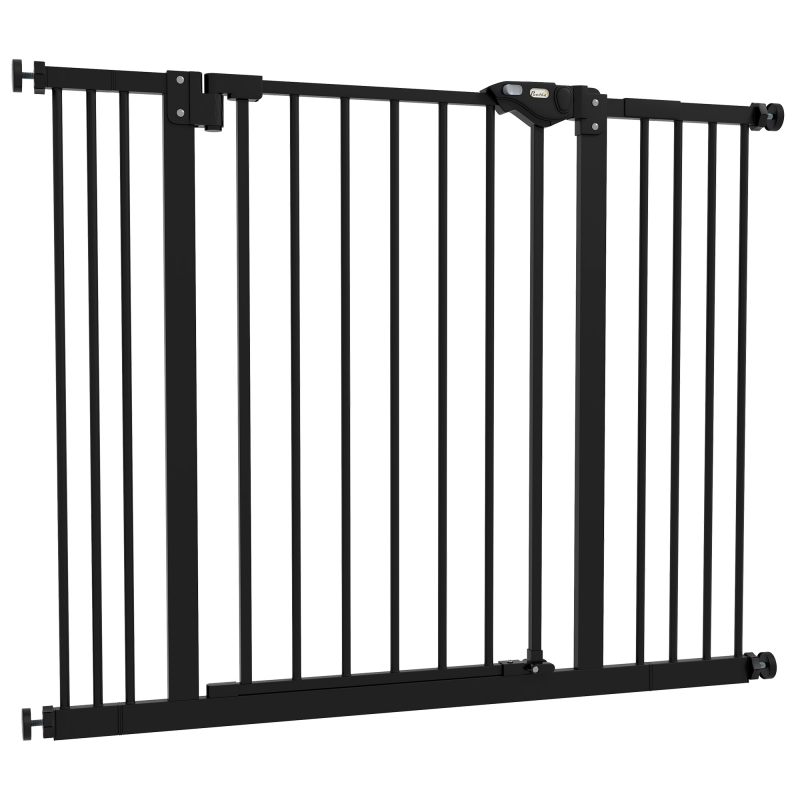 PawHut Hundegitter und Haustierzaun mit 2 Erweiterungen, Breite einstellbar bis 100 cm, Selbstschließend, Schwarz Aosom – Bild 1 von 2