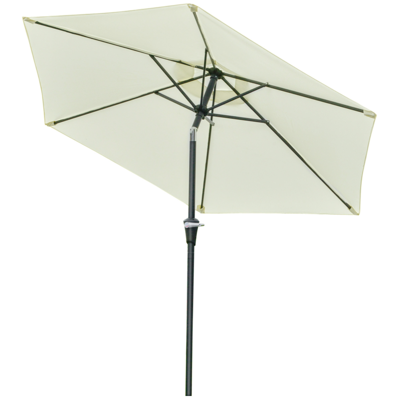 Outsunny Garten-Sonnenschirm Hexagonal neigbarer Sonnenschirm Ø 2,3 x 2,16H m Metall dichtes Polyester-Gewebe Creme Aosom – Bild 1 von 2