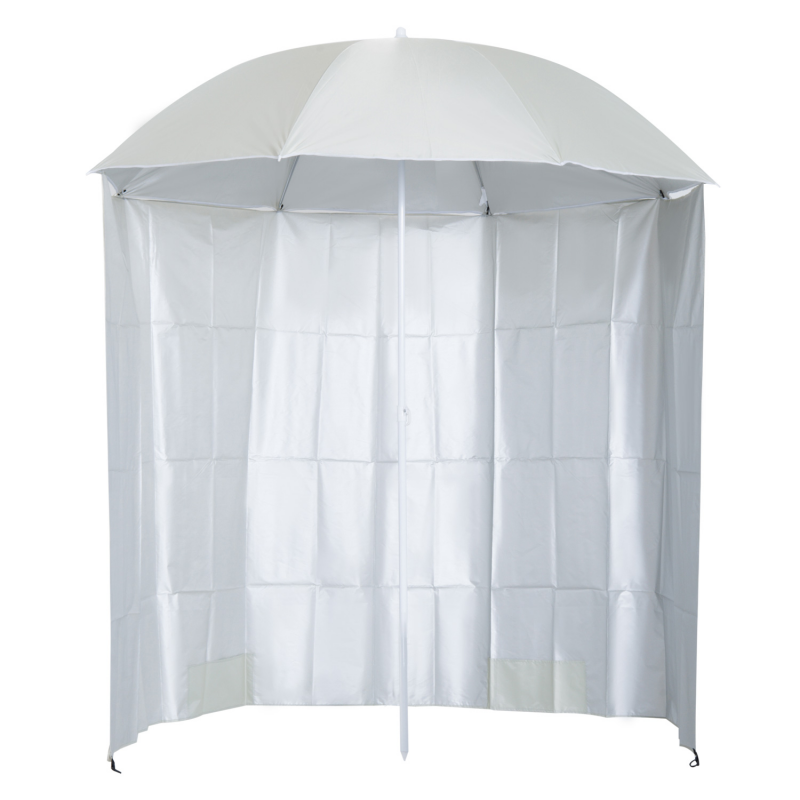 Outsunny Strand-Sonnenschirm Ø 2,2 x 2,2 m UV-Schutz Transporttasche, Bodenankerheringe und Leinen integriert Creme Aosom – Bild 1 von 2