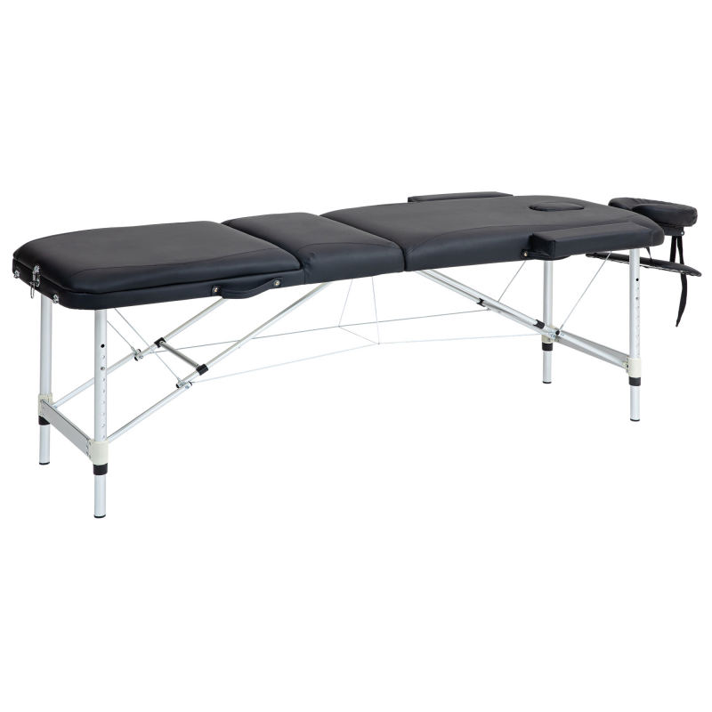 HOMCOM Klappbarer Massagetisch mit Höhenverstellung, Professioneller Massagetisch aus Aluminium und Kunststoff, 215x60x61-84 cm, Schwarz Aosom – Bild 1 von 2