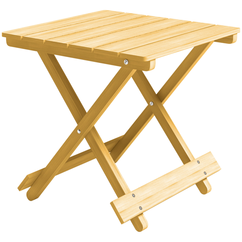 Outsunny Klappbarer Massivholz-Couchtisch, klappbarer Beistelltisch, leicht, Lattenoberteil, für Balkon, Garten, Terrasse, 40 x 43 x 40 cm, Naturholz Aosom – Bild 1 von 2