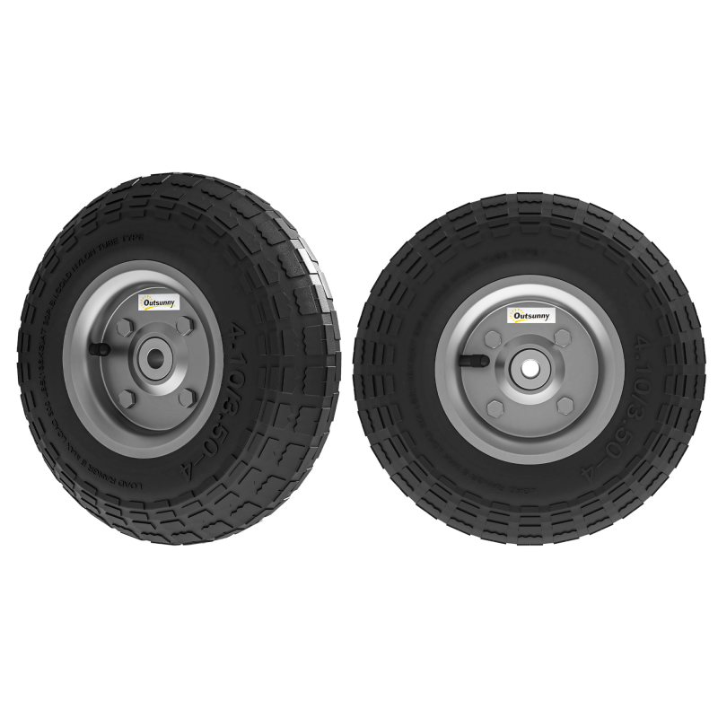 Outsunny Set aus 2 Ersatzrädern 255 mm aus Gummi, Bohrung von 16 mm für Gartenkarren, Schubkarren und Handwagen Aosom – Bild 1 von 2