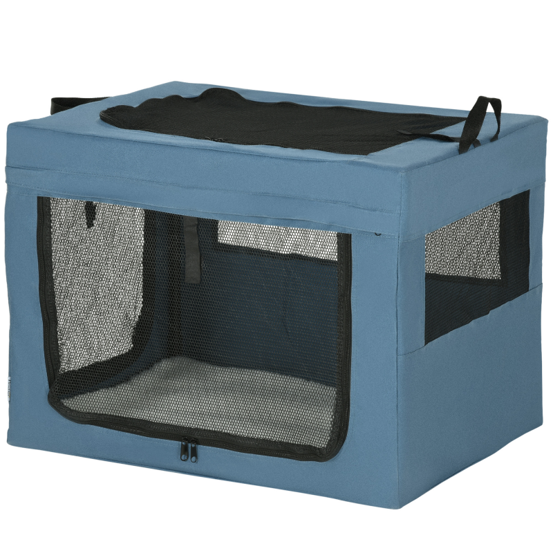 PawHut Faltbarer Transportrucksack für Haustiere mit Griff Oben Netzgewebe - 69 x 51 x 51 cm - Blau Schwarz Aosom – Bild 1 von 2