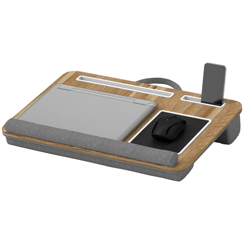 HOMCOM Laptop-Ständer Bett Laptop-Tisch mit Nackenrolle, Tablet- oder Handyständer, Mauspad, Handgelenkauflage und Griff, 55,5 x 37 x 9 cm Aosom – Bild 1 von 2