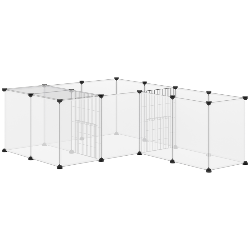 PawHut Gehege modulare Tierpark für kleine Tiere 20 Paneelen für Kaninchen, Hamster, Welpen, Schwein 175 x 70 x 45 cm weiß Aosom – Bild 1 von 2