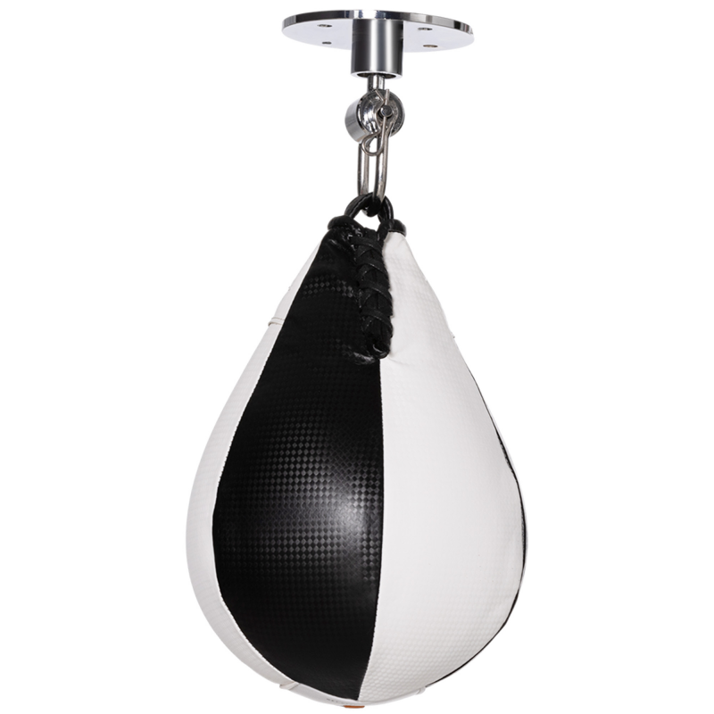 SPORTNOW Speedball Boxsack, Erwachsenen-Schlagball mit 360° drehbarer Rotule, Pumpe, Wand- oder Deckenmontage, Schwarz und Weiß Aosom – Bild 1 von 2