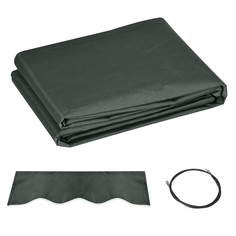 Outsunny Ersatz-Markisenstoff mit Wellenlambrequin - Hochdichtes Polyester 280 g/m² UV-Schutz dim. 3,82L x 2,4l (ausladend) m Grau Aosom – Bild 1 von 2