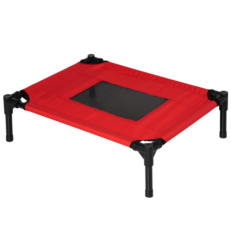 PawHut Erhöhtes Hundebett für Katzen Haustiere Oxford-Gewebe Textilene mikroperforiert 61 x 46 x 18 cm Rot und Schwarz Aosom – Bild 1 von 2
