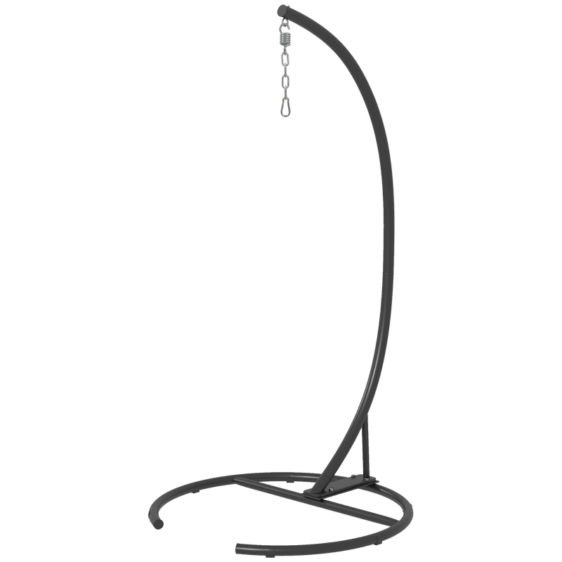 Outsunny Hängestuhlhalterung mit stabilem Sockel Stahlrahmen Hängekorbständer für Innen und Außenbelastung 150 kg Ø102x195 cm Schwarz Aosom – Bild 1 von 2