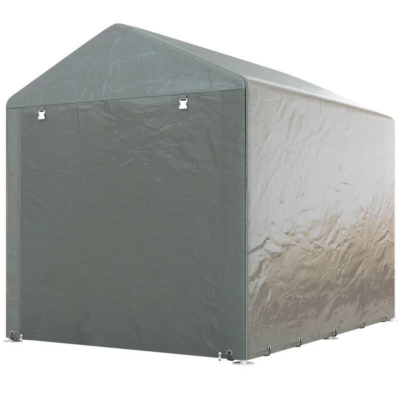 Outsunny Garage Motorrad für den Außenbereich mit UV-beständigem Eingang mit Reißverschluss, Garagenzelt für Fahrräder und Werkzeuge aus verzinktem Metall und PE-Gewebe, 160x218x172 cm, Hellgrau Aosom – Bild 1 von 2