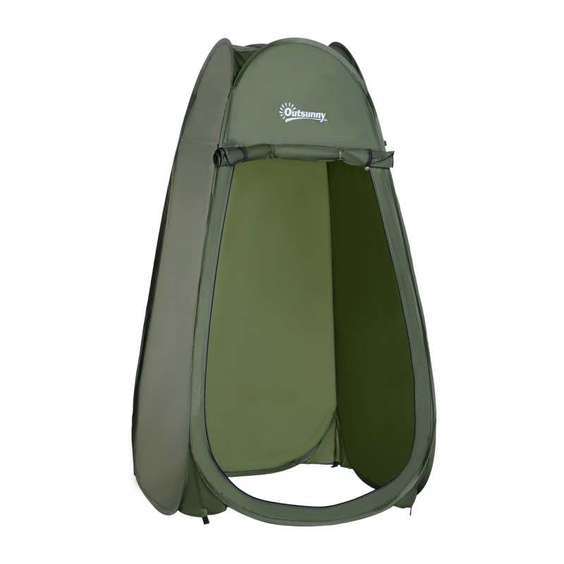 Outsunny Popup-Duschkabine mit schnellem Öffnungs- und -Schließsystem, sofortiges Umkleidekabinett für Camping, aus grünem Polyester Aosom – Bild 1 von 2