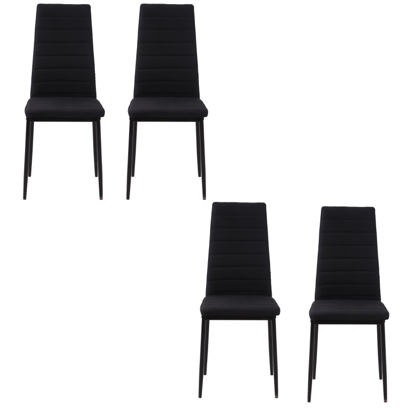 HOMCOM Set 4 Stühle Gepolstert für Wohnzimmer oder Esszimmer, Moderne Küchenstühle, aus Metall und Schwarzem Stoff Aosom – Bild 1 von 2