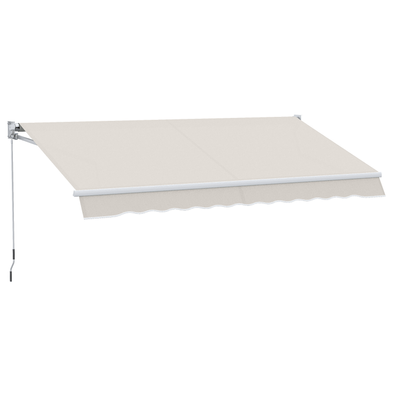 Outsunny Manuell ausfahrbares Sonnensegel 200x295 cm Balkonmarkise mit Metallkurbel Wasserdicht und UV-beständig Außenmarkise für Garten Veranda Fenster Cremeweiß Aosom – Bild 1 von 2