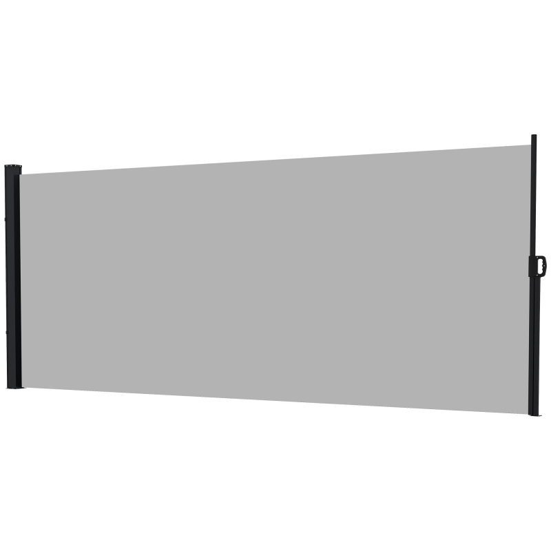 Outsunny Seitlicher ausziehbarer Sichtschutz Windschutz Gartenzaun dim. 3L x 1,8H m Alu. Polyester Anti-UV Hohe Dichte 180 g/m² Hellgrau Aosom – Bild 1 von 2