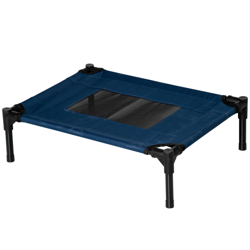 PawHut Hundebett erhöht für Hunde Katzen Haustiere Oxford-Stoff Textilene Mikroperforierung 61 x 46 x 18 cm Blau und Schwarz Aosom – Bild 1 von 2