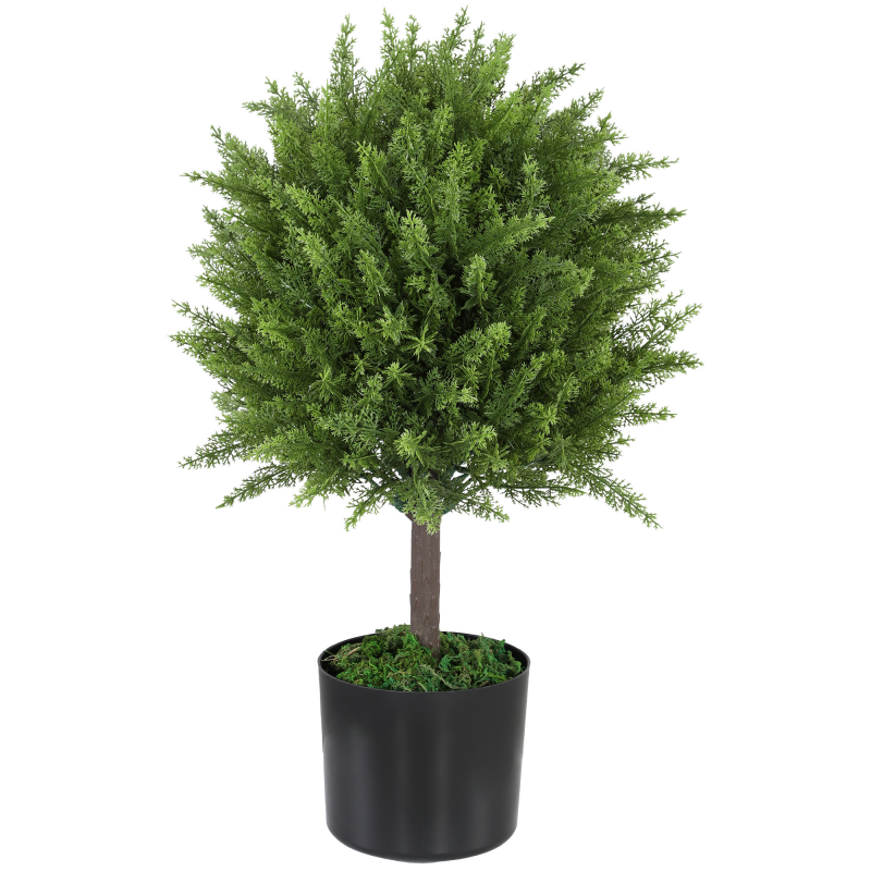 HOMCOM Künstliche Zeder mit UV-beständigem Topf, Dekoration für Innen und Außen, Höhe 55 cm, Grün Aosom – Bild 1 von 2