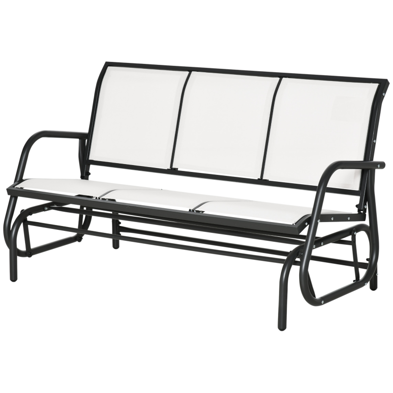 Outsunny Garten-Schaukelbank für 3 Personen aus Metall und atmungsaktivem Netzstoff, 147x75x85cm, Beige Aosom – Bild 1 von 2