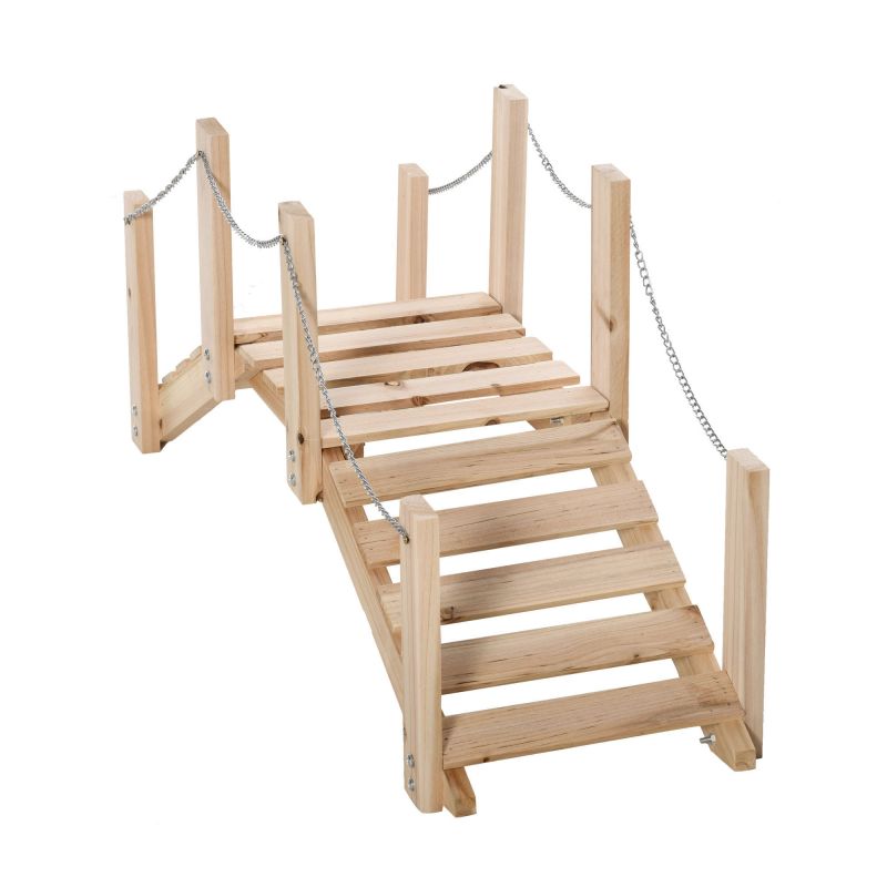 Outsunny Gartenholzsteg - Teichsteg - Holzbrücke - Gartendekoration Maße 100L x 32B x 48H cm - Tannenholz Aosom – Bild 1 von 2