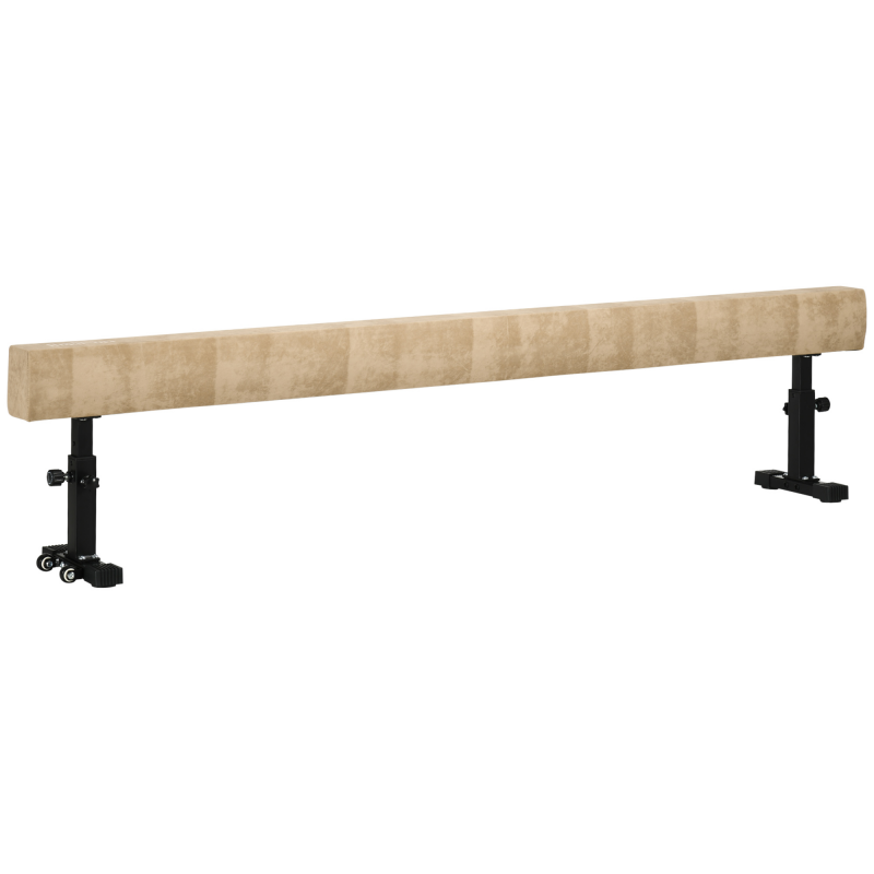 HOMCOM Balance Beam für zu Hause mit Höhenverstellung, Rädern und rutschfesten Füßen, für Kinder von 3-12 Jahren, 226x31x59cm, Braun Aosom – Bild 1 von 2
