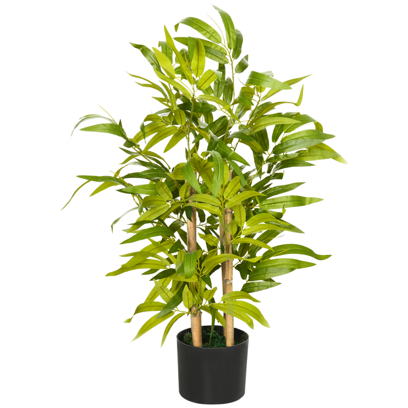 HOMCOM Künstlicher Bambus Dekorative künstliche Pflanzen Höhe 60 cm - Stamm Zweige Moosblätter großartige Realität Topf inklusive Schwarz Grün Aosom – Bild 1 von 2