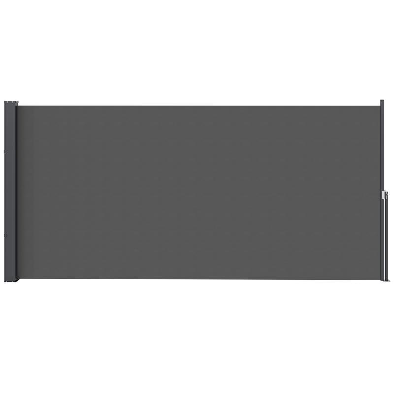 Outsunny Seitlicher ausziehbarer Sichtschutzzaun Paravent für den Garten Abmessungen 3L x 1,4H m Alu. Hochdichtes UV-beständiges 180 g/m² Polyester Dunkelgrau Aosom – Bild 1 von 2