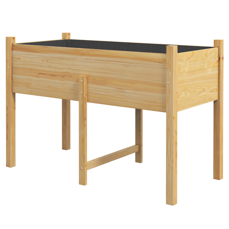 Outsunny Hochbeet mit 2 Entwässerungslöchern und Vliesstofftasche, Blumenkasten aus Fichtenholz für Garten und Balkon, 115x55x80 cm, Farbe Naturholz Aosom – Bild 1 von 2