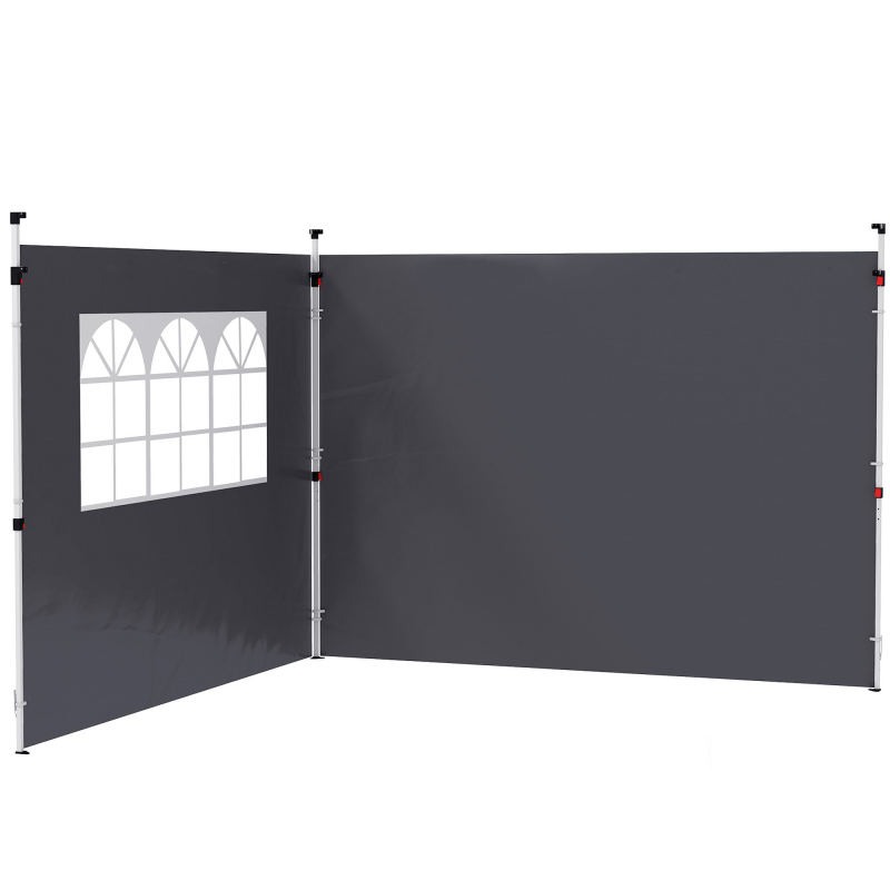 Outsunny Seitenteile für Gartenpavillon 3 x 3 m Pavillonseitenwände mit Fenster Set aus 2 Stück Oxford 210D Dunkelgrau Aosom – Bild 1 von 2