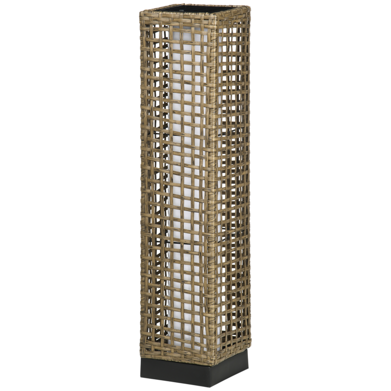 Outsunny Solarlampenständer aus geflochtenem Harz, wiederaufladbare kabellose Stehlampe mit Lichtsensor, modernes Design, LED-Außen-Stehleuchte, wasserdicht, für Garten Terrasse, 69 cm, Sand Aosom – Bild 1 von 2