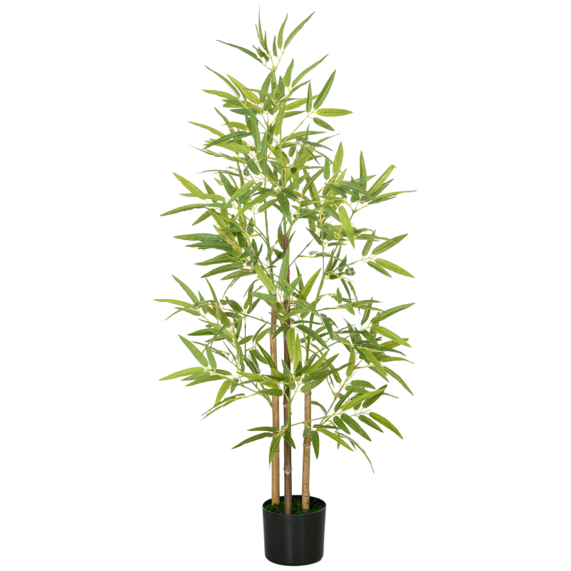 HOMCOM Künstliche Bambus Pflanze künstlicher Baum 120 cm Höhe mit Topf, Innenraum Dekoration, sehr realistisch Aosom – Bild 1 von 2