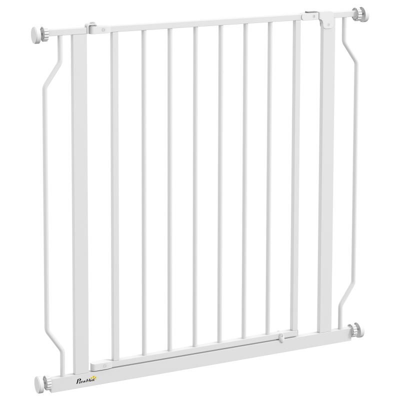 PawHut Treppenschutzgitter Haustiergitter mit einstellbarer Länge für Treppen, Flure, Türen ohne Bohren aus Stahl und ABS 75-85L x 76H cm Weiß Aosom – Bild 1 von 2