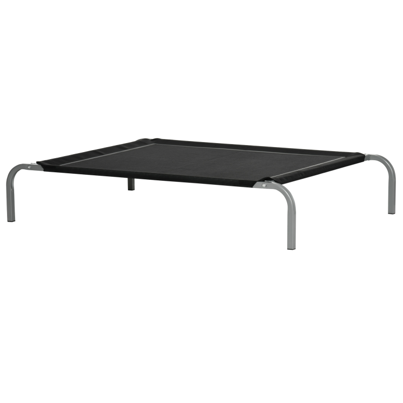PawHut Hundebett Katzenbett XL Liegeplatz auf Stelzen Campingbett 110L x 75B x 20H cm Textilene Mikroperforation Schwarz Aosom – Bild 1 von 2