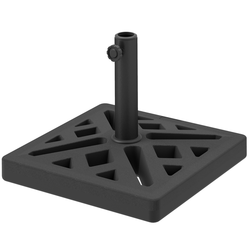 Outsunny Sonnenschirmständer aus Beton, 15 kg, für Sonnenschirmmasten von Ø 32, 38, 48 mm, durchbrochenes Design, Sonnenschirmfuß für Garten, Terrasse, 45 x 45 x 33,5 cm, schwarz Aosom – Bild 1 von 2