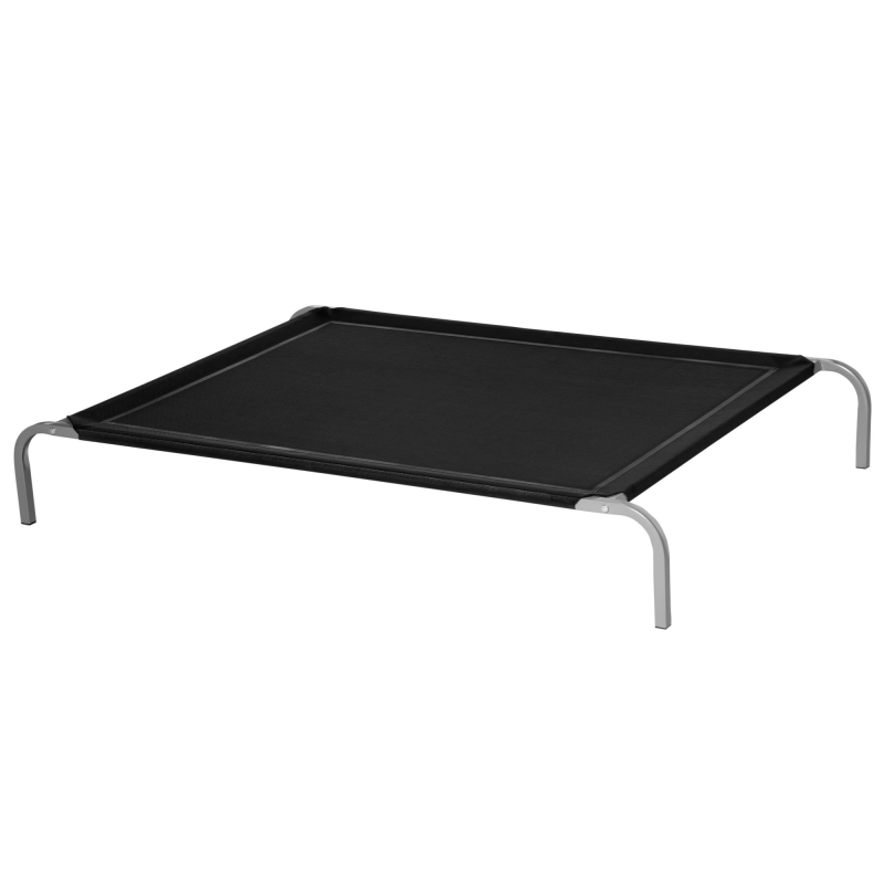 PawHut Hundebett Katzenbett XXL Komfort auf Beinen Feldbett 130L x 90B x 20H cm Mikroperforiertes Textilene Schwarz Aosom – Bild 1 von 2