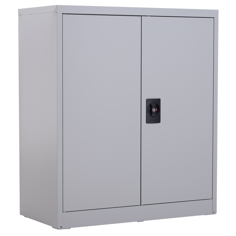 Vinsetto Schrank mit verstellbarem Regal und Sicherheitsschloss für Zuhause, Büro, Garage aus Stahl 80x40x92.5cm Grau Aosom – Bild 1 von 2