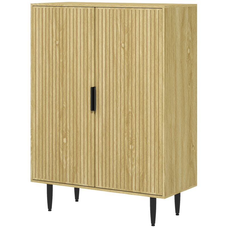 HOMCOM Schuhschrank für 15 Paar Schuhe, Eingangsschrank mit 4 verstellbaren Regalen und Metallbeinen, 80x38x110cm, Eiche Aosom – Bild 1 von 2