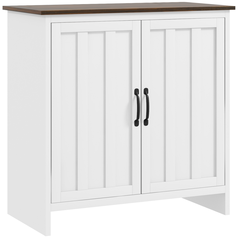HOMCOM Buffet Küchenmöbel Modern, 2 Türen mit Verstellbarem Regal aus Holz für Wohnzimmer und Eingangsbereich, 80x39.7x80cm, Weiß Aosom – Bild 1 von 2
