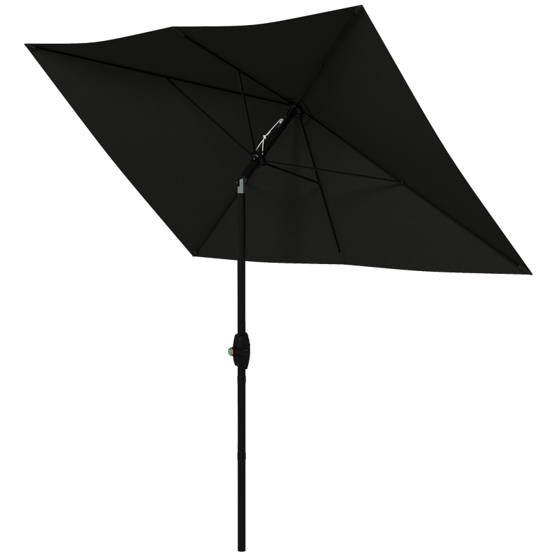 Outsunny Garten Sonnenschirm Rechteckiger neigbarer Sonnenschirm 2 x 3 m mit Kurbel Hochdichte wasserdichte Polyesterbespannung 180 g/m² schwarz Aosom – Bild 1 von 2