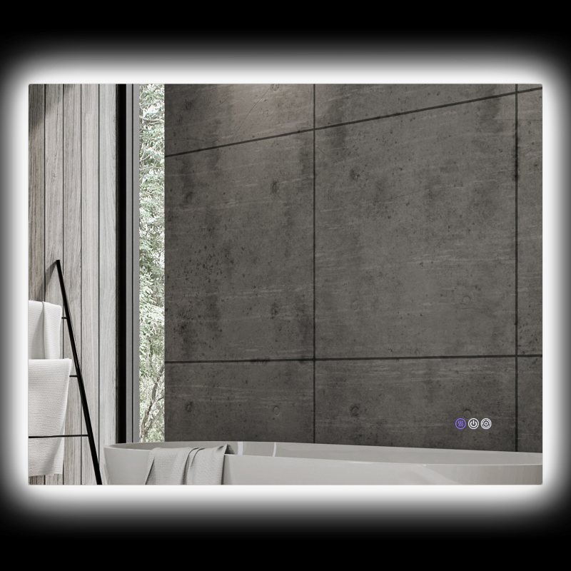 HOMCOM LED Badezimmerspiegel 80x60cm, Beleuchteter Badezimmerspiegel mit Rahmen, Anti-Beschlag, 3 Farbtemperaturen, Dimmbar, Memory, aus Glas und Aluminiumlegierung Aosom – Bild 1 von 2