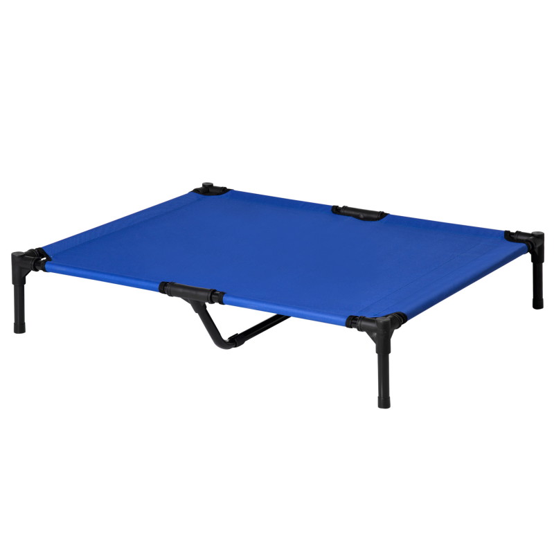 PawHut Erhöhtes Hundebett, kühlendes erhöhtes Hundebett, inklusive Transporttasche, Metallrahmen, hochdichtes Oxford-Gewebe, 92 x 76 x 18 cm, blau Aosom – Bild 1 von 2