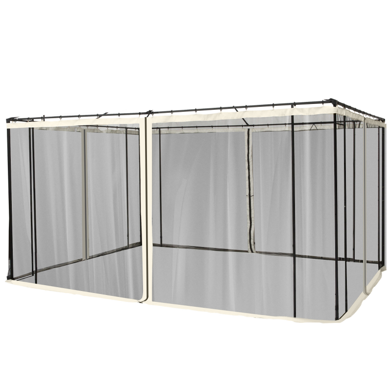 Outsunny Mückennetze für Pavillon Festzelt Gartenpavillon 3,35 x 2,07 m - Set aus 4 Mückennetzen mit Reißverschluss + Haken zur Befestigung - Polyester Nylon Aosom – Bild 1 von 2