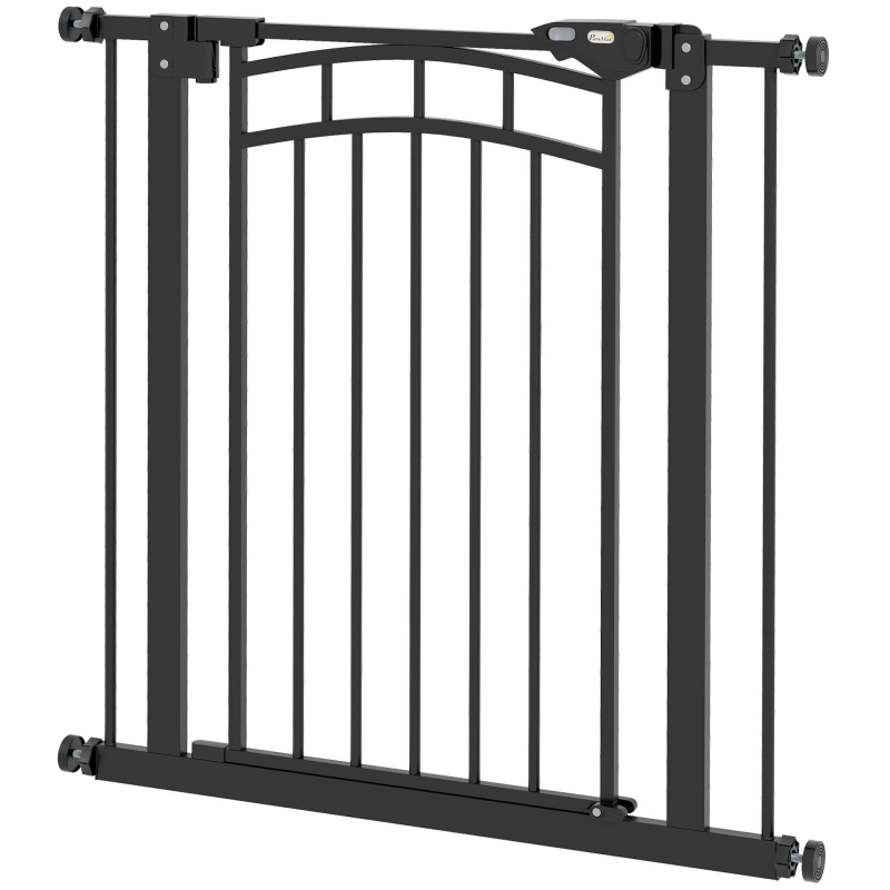 PawHut Hundeschutzgitter, erweiterbar 74-80 cm, Doppelverriegelung, automatische Schließung, Treppenschutzgitter zur Druckmontage ohne Bohren, Höhe 76 cm, schwarz Aosom – Bild 1 von 2