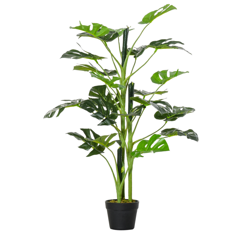 Outsunny Künstliche Monstera Pflanze künstlicher Baum mit 21 Blättern im Zementtopf, für drinnen oder draußen, Maße Ø16 x 100H cm Aosom – Bild 1 von 2