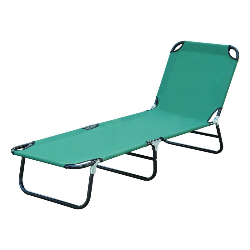 Outsunny Sonnenliege, klappbare Liege, verstellbarer Sonnenliege aus Oxford-Gewebe, Gartenliege für Strand, Entspannung, Camping, Pool, Terrasse, 188 x 56 x 28 cm, dunkelgrün Aosom – Bild 1 von 2