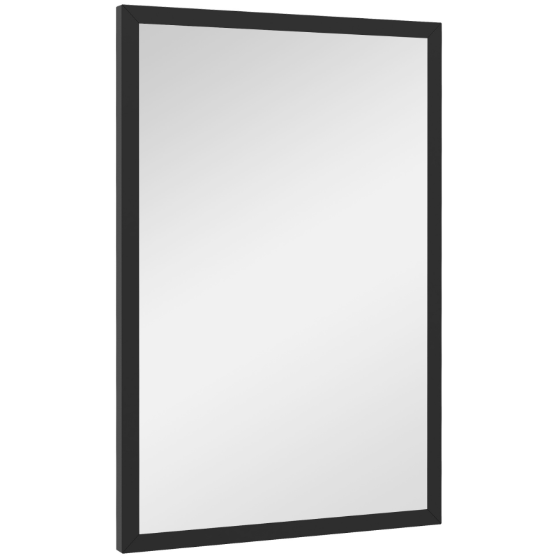 HOMCOM Rechteckiger Wandspiegel 60 x 40 cm, Rahmen aus schwarzem Holz, ideal für Badezimmer, Wohnzimmer oder Schlafzimmer Aosom – Bild 1 von 2