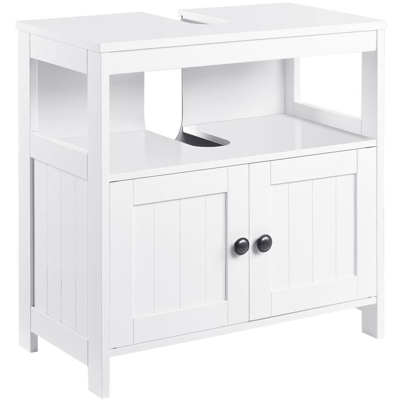 kleankin Waschbeckenunterschrank Unterschrank in Weiß mit offenem Fach, Badezimmerschrank, 60x30x60cm Aosom – Bild 1 von 2
